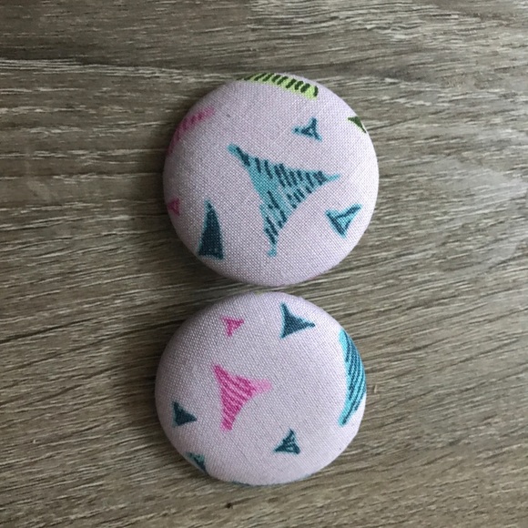 Fabric button earrings 60 mm - Picture 1 of 1